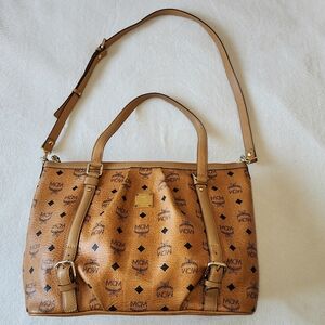 MCM Tan Shoulder Bag with Leather Texture